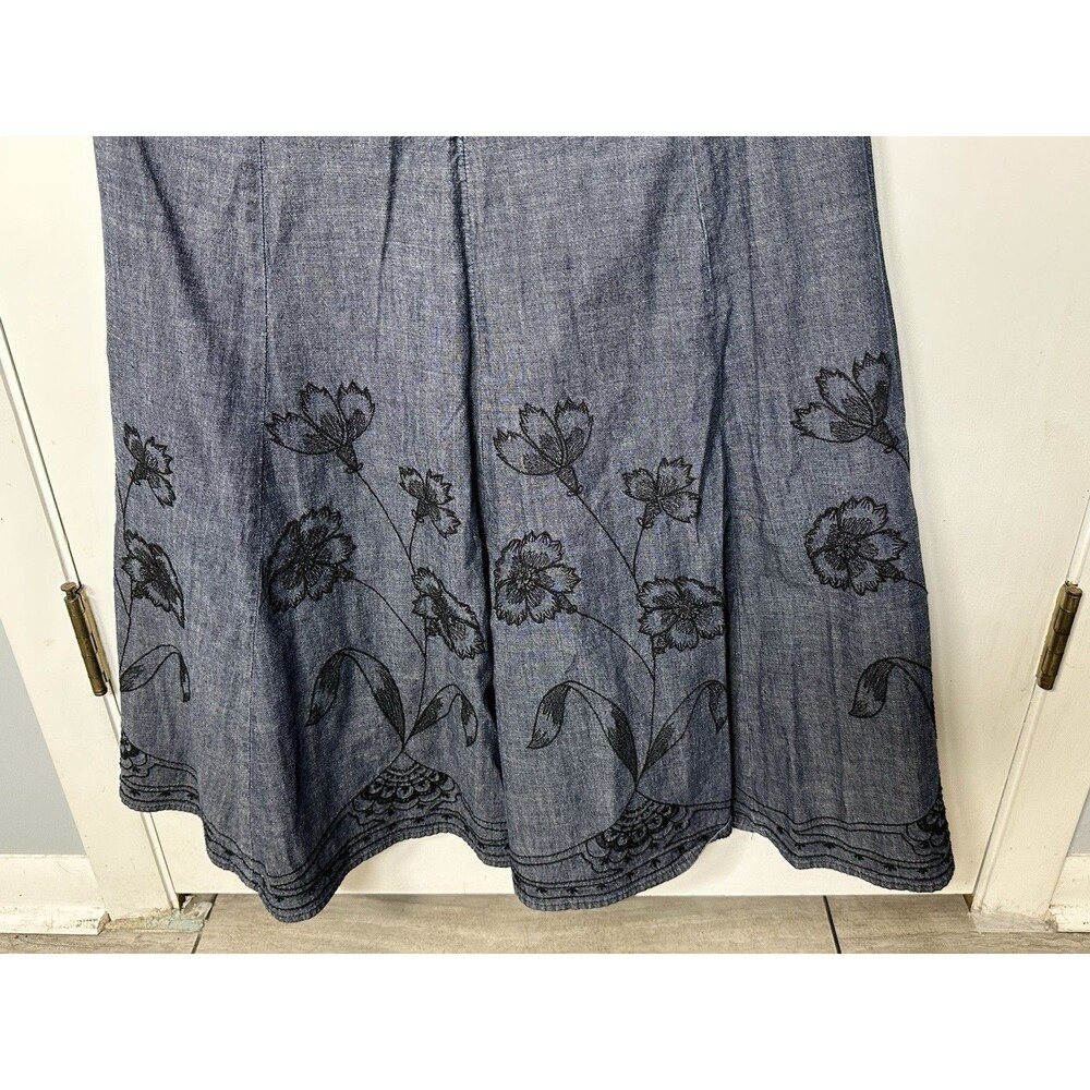 VGC J. Jill Floral Embroidered 100% Cotton A Line Midi Skirt Size 14Petite - Picture 7 of 14